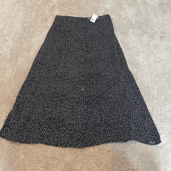 NWT Gap Women's Midi Button Down Skirt Dark Blue White Polka Dot Size‎ 6 - Picture 1 of 6